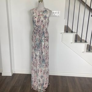 AIDAN MATTOX Floral  Maxi Dress with Tie Waist